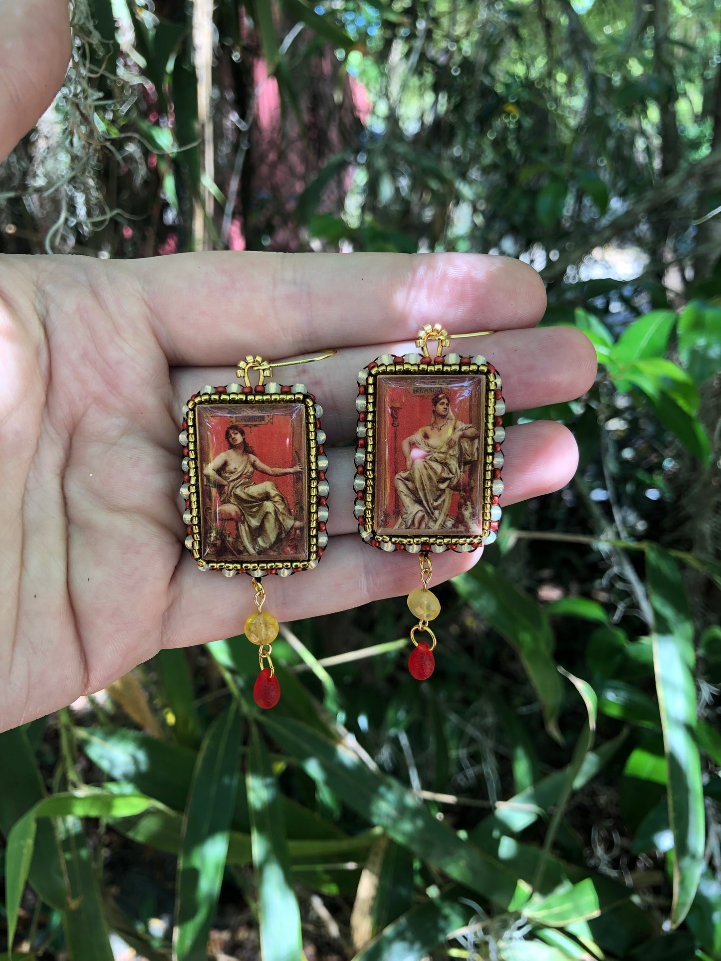 Joseph Blanc’s Portrait of Adeline Dudlay Comedy and Tragedy Beaded Earrings