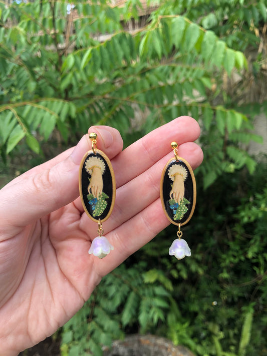 Lily of the Valley Victorian Hand Earrings