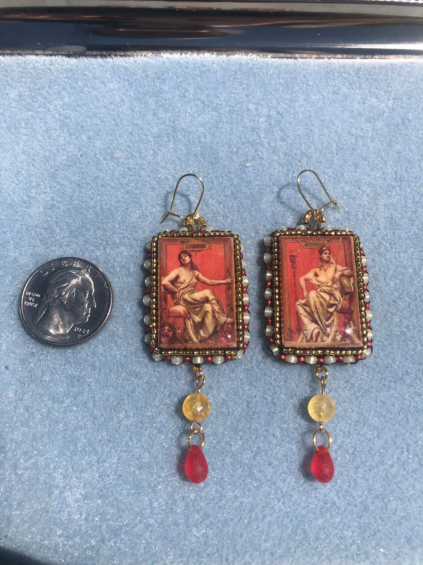 Joseph Blanc’s Portrait of Adeline Dudlay Comedy and Tragedy Beaded Earrings