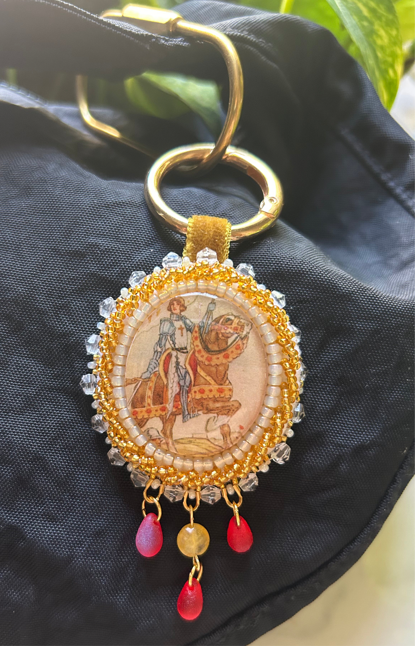 Joan Of Arc Beaded Bag Charm