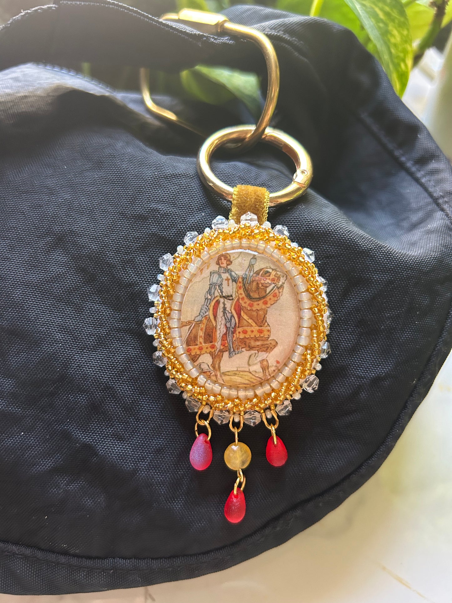 Joan Of Arc Beaded Bag Charm