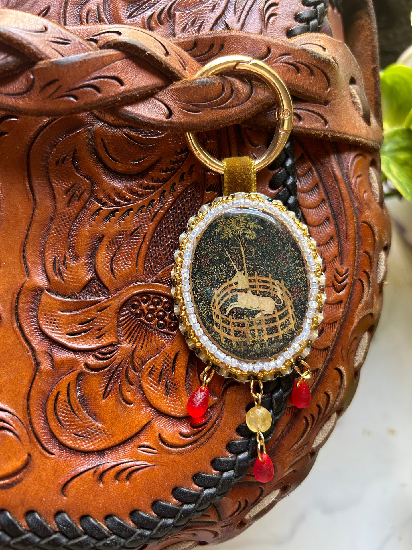 The Unicorn Tapestries Hunt of the Unicorn Beaded Bag Charm