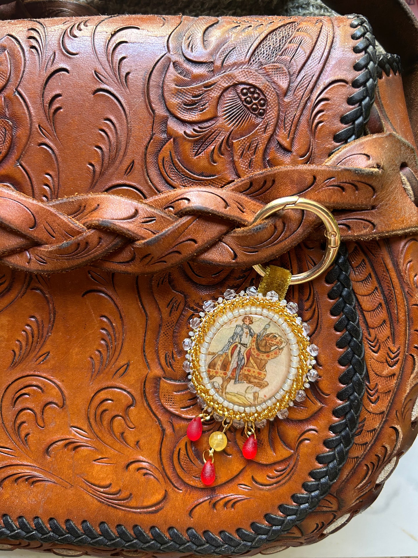 Joan Of Arc Beaded Bag Charm