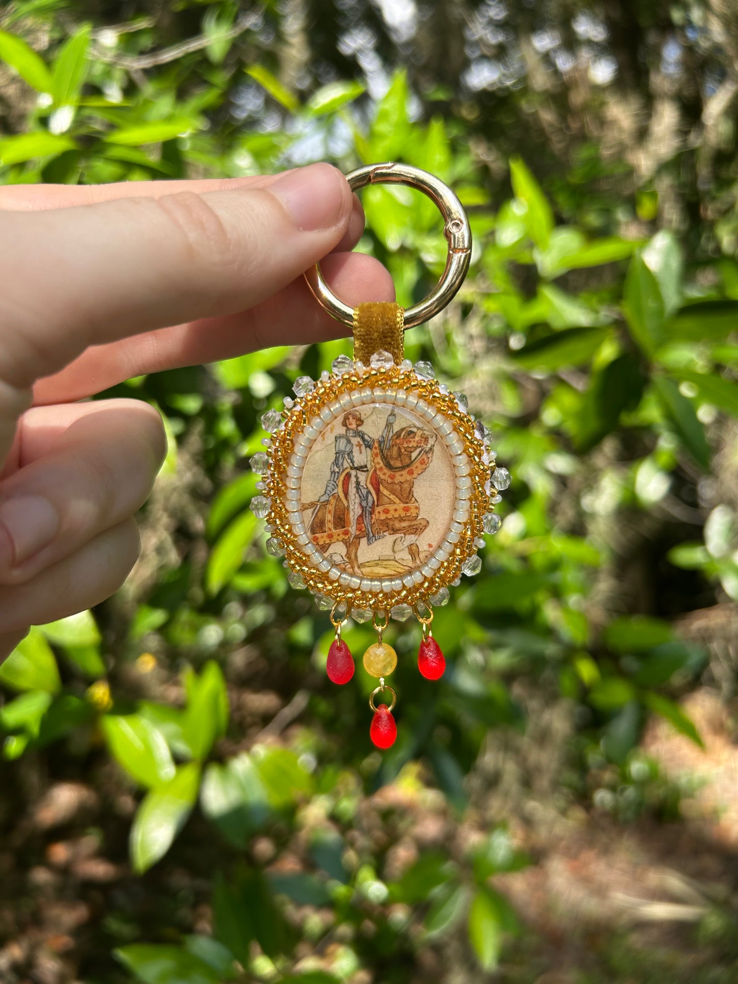 Joan Of Arc Beaded Bag Charm
