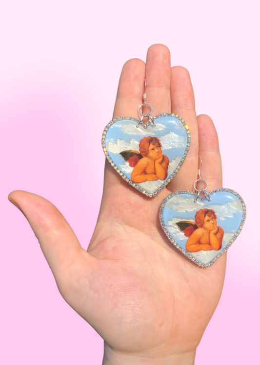 Cherub Jumbo Heart Earrings