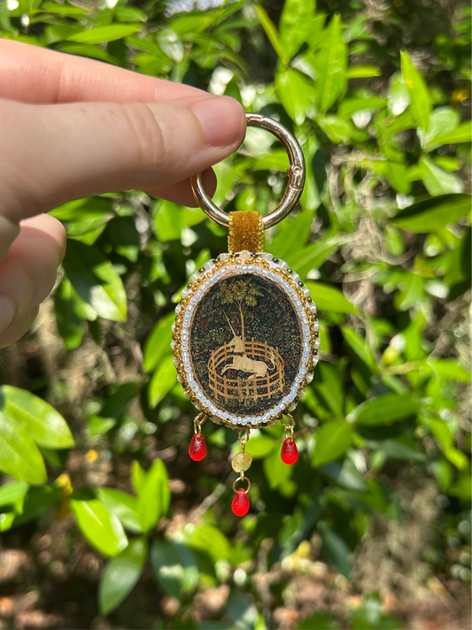 The Unicorn Tapestries Hunt of the Unicorn Beaded Bag Charm