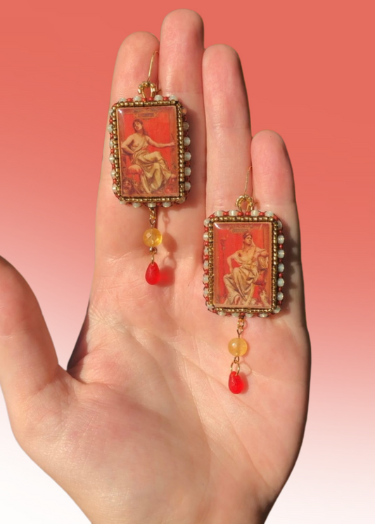 Joseph Blanc’s Portrait of Adeline Dudlay Comedy and Tragedy Beaded Earrings