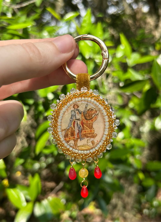 Joan Of Arc Beaded Bag Charm