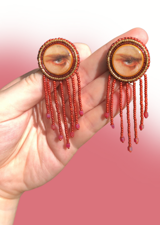 PREORDER Cabanal’s Fallen Angel Lucifer Lover’s Eye Fringe Beaded Earrings